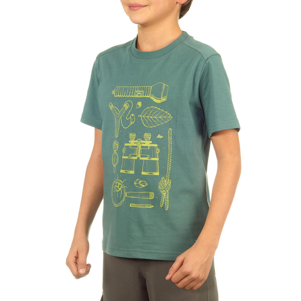 Chlapčenské turistické tričko Hike 500 svetlosivé