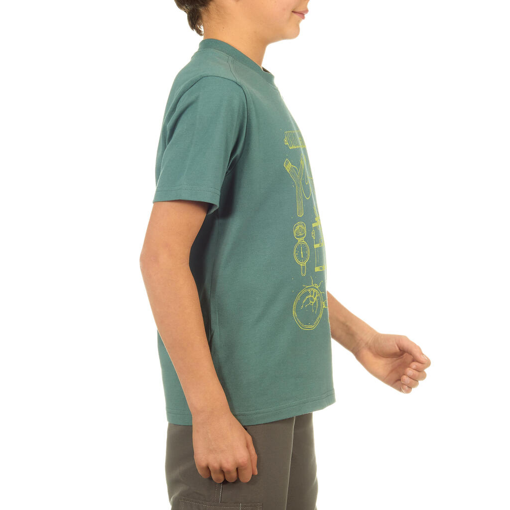 Chlapčenské turistické tričko Hike 500 svetlosivé