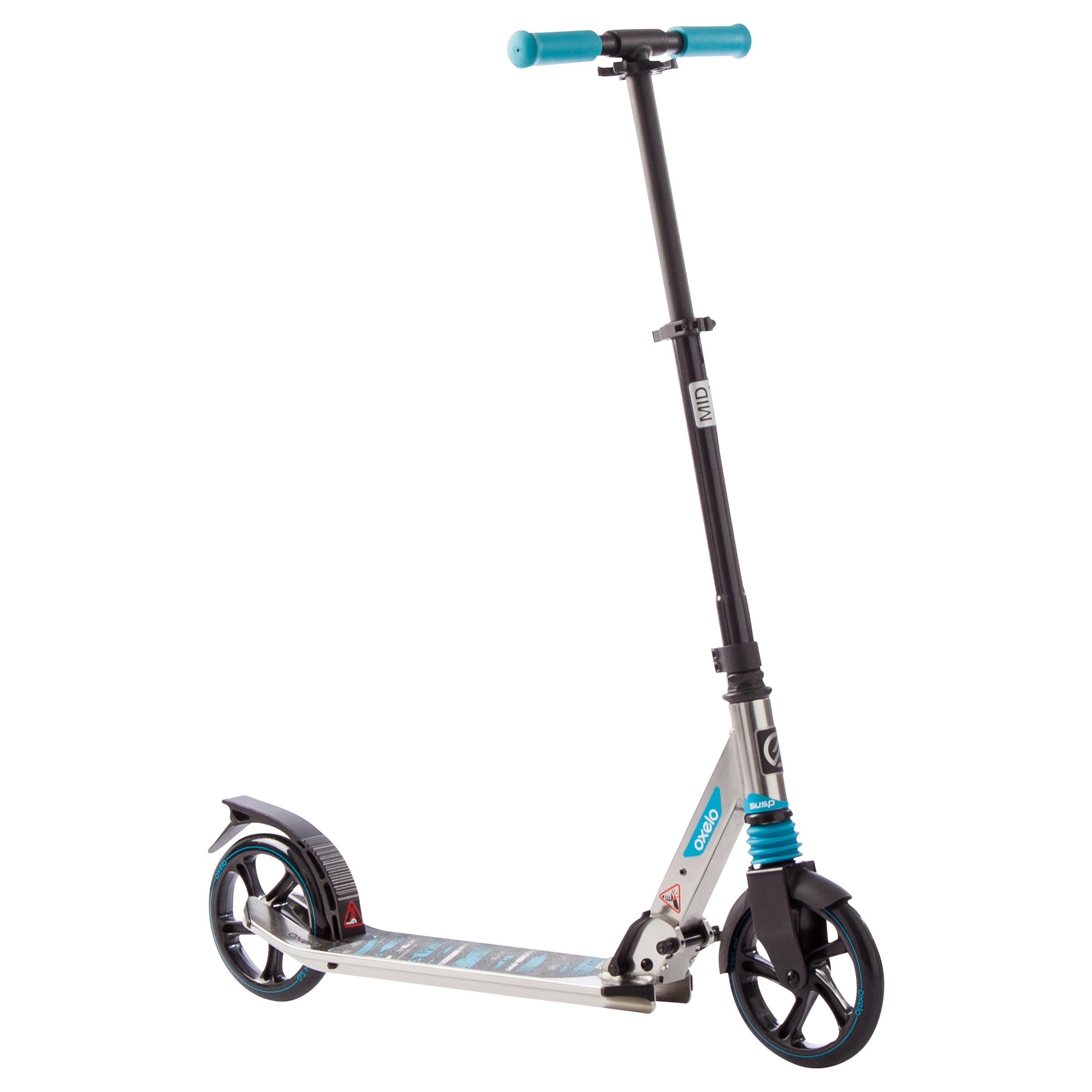 OXELO Mid 7 Suspension Scooter - Grey/Turquoise