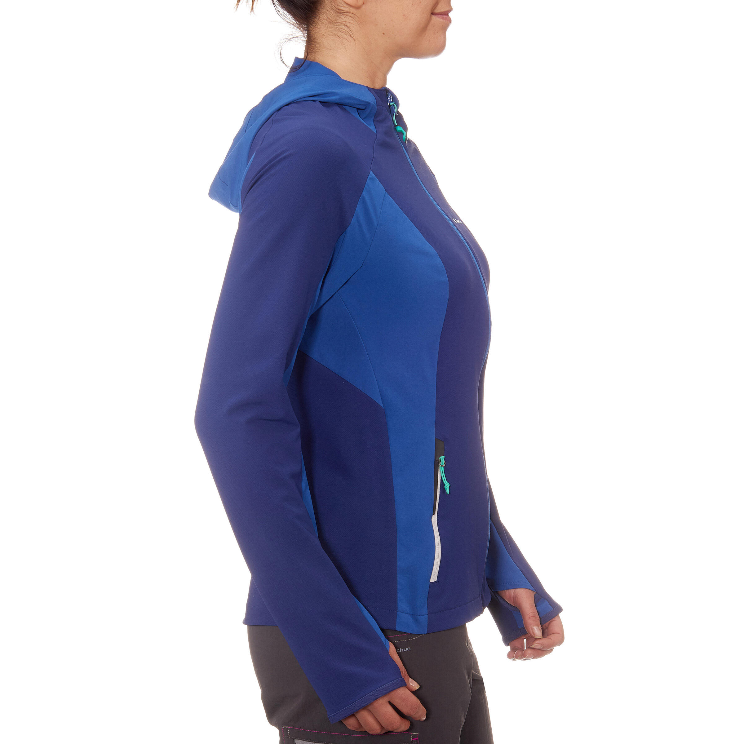 Forclaz 600 Light Women's Trekking Wind Jacket - Blue 3/16
