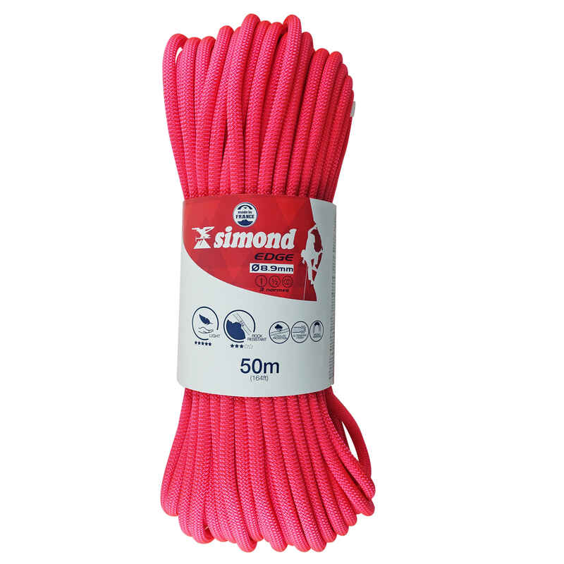 CLIMBING STANDARD TRIPLE ROPE 8.9 mm x 100 m EDGE ROSE Decathlon