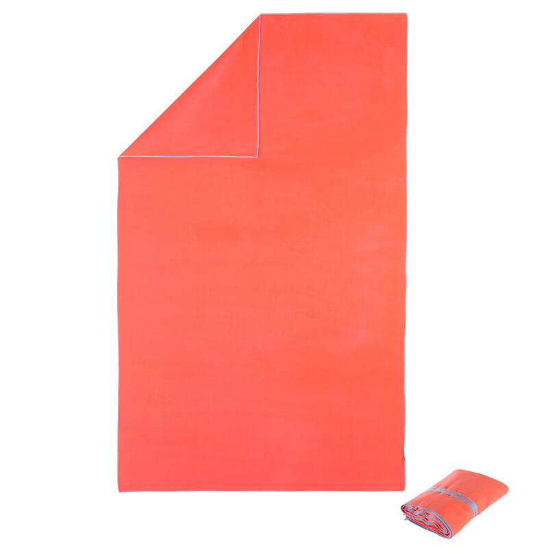 Serviette de bain microfibre orange taille L 80 x 130 cm