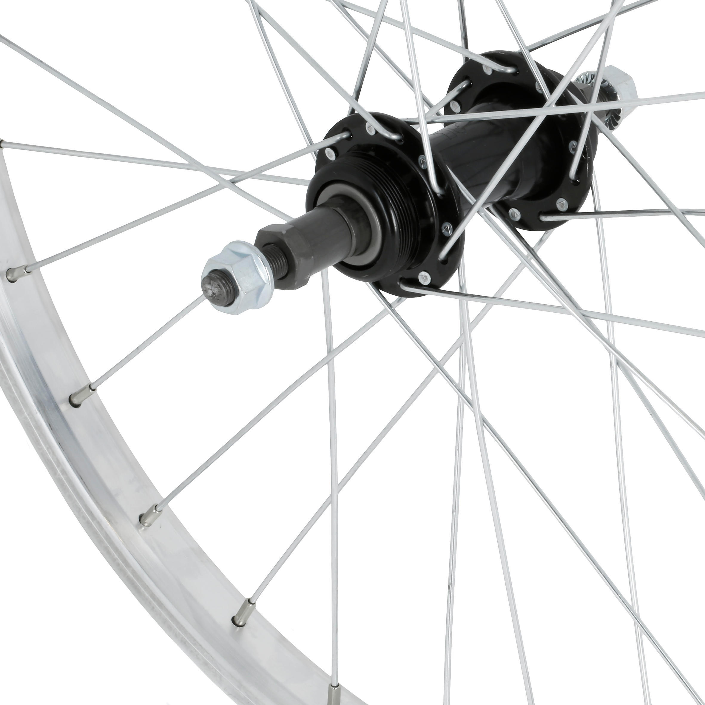 Achterwiel voor kinderfiets 24" enkelwandig met freewheel zilver 2/4