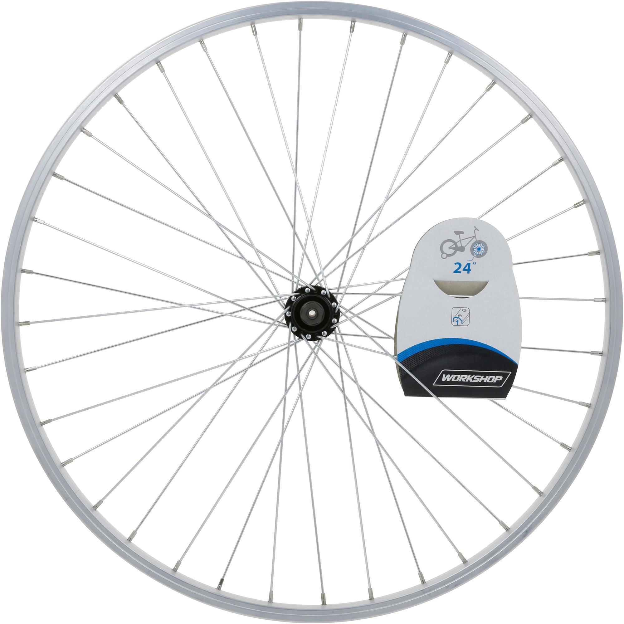 Roue v lo enfant 24 pouces avant simple paroi argent BTWIN Decathlon