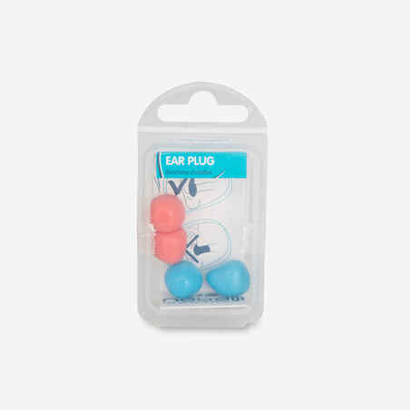 MALLEABLE THERMOPLASTIC SWIMMING EAR PLUGS - BLUE AND PINK