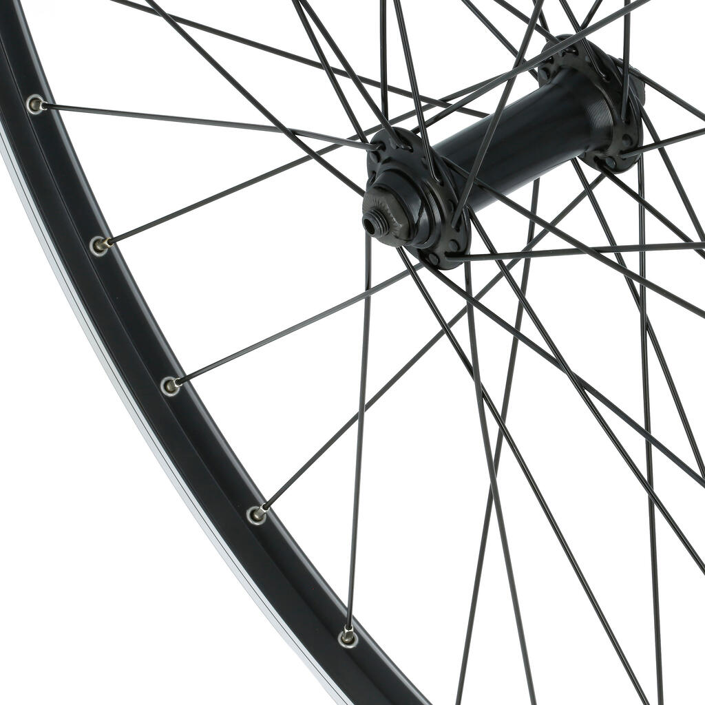 Crni prednji točak 28'' s felnom sa duplim zidom za hibridni bicikl QUICK RELEASE