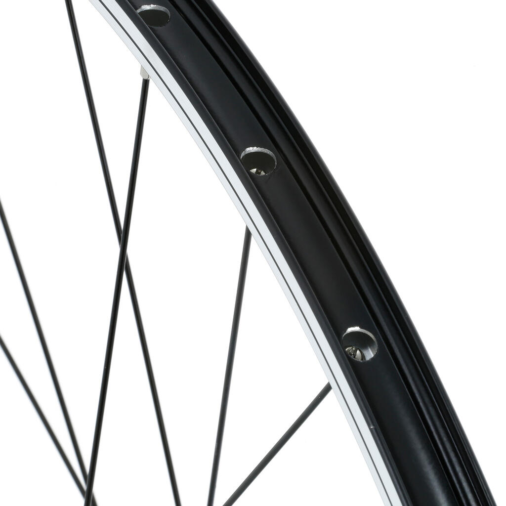 Crni prednji točak 28'' s felnom sa duplim zidom za hibridni bicikl QUICK RELEASE