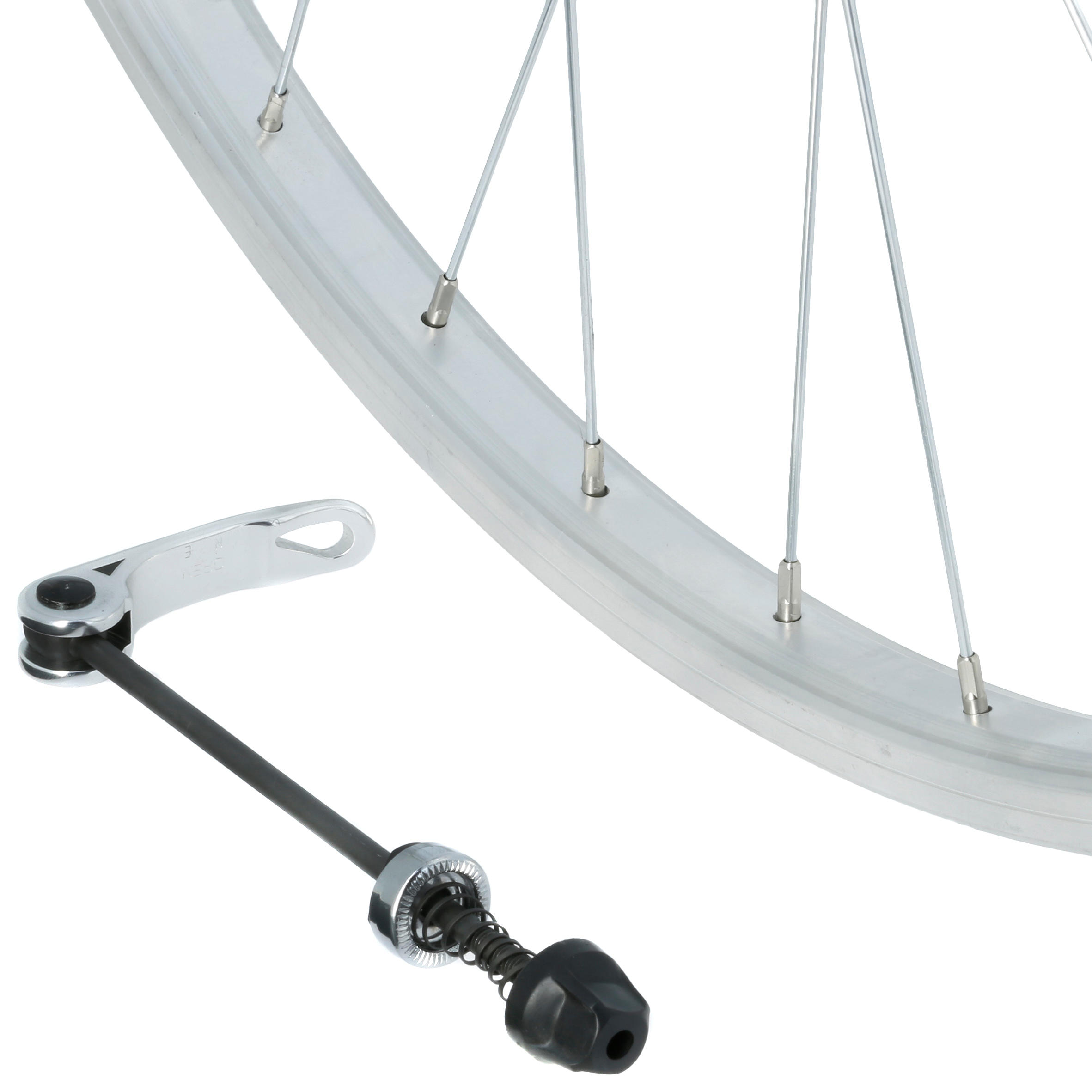 Voorwiel voor hybridefiets 28" enkelwandig V-brake Quick and Release zilver 3/6