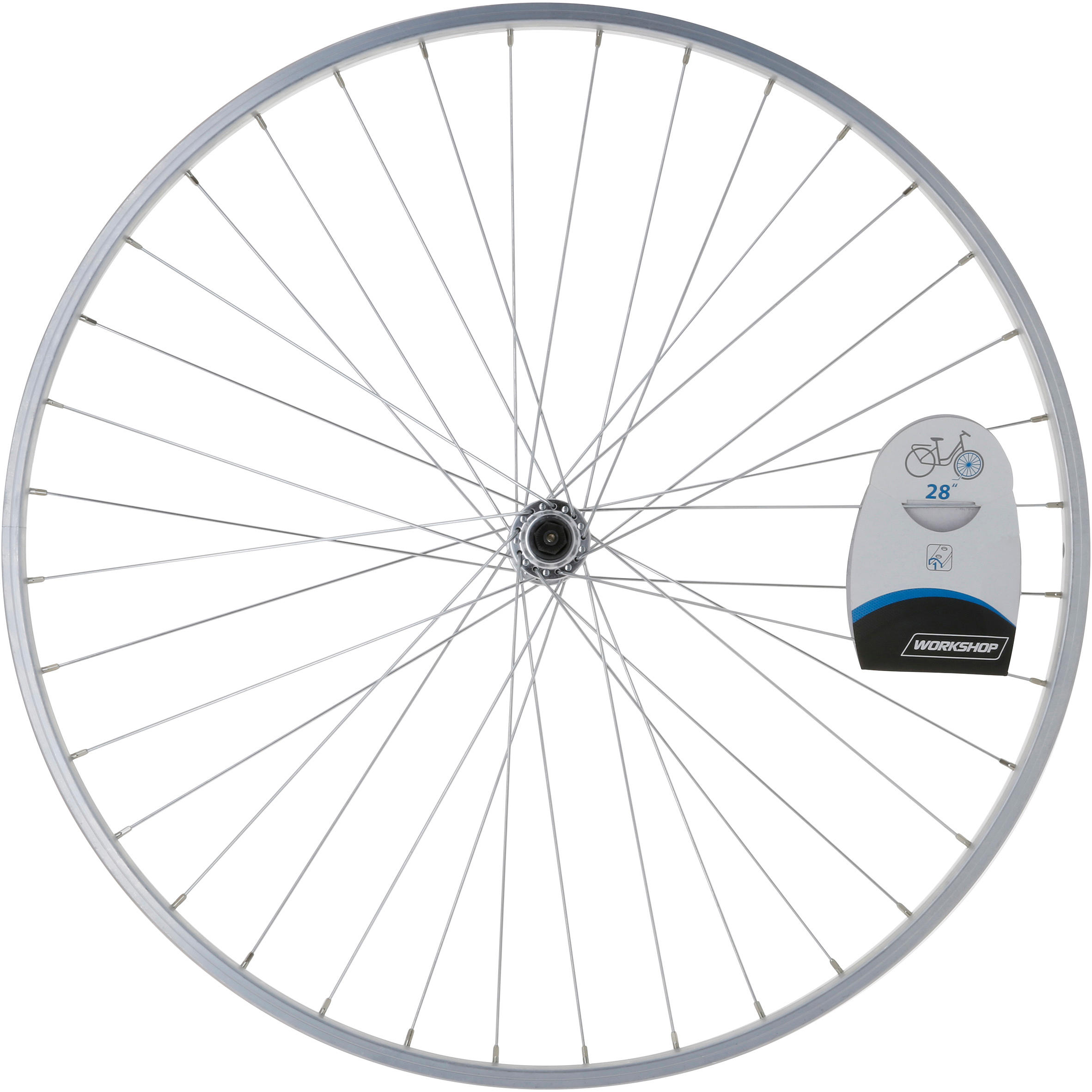 Voorwiel voor hybridefiets 28" enkelwandig V-brake Quick and Release zilver 5/6