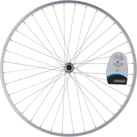 ROUE VTC 28" AVANT SIMPLE PAROI ARGENT V-BRAKE SERRAGE QUICK AND RELEASE