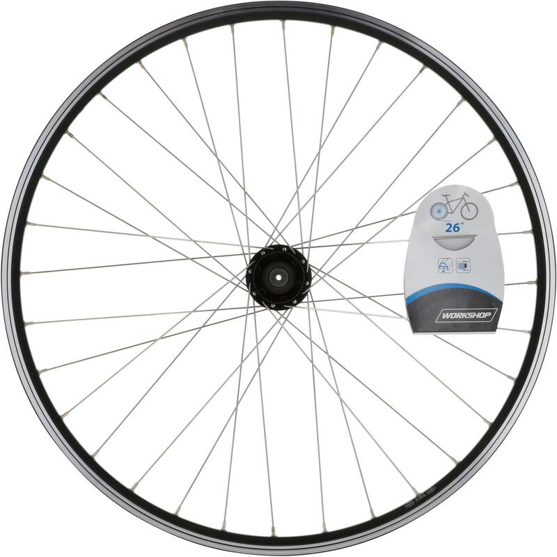 ACHTERWIEL VOOR MTB 26" DUBBELWANDIG SCHIJFREM/V-BRAKE MET CASSETTE EN QR