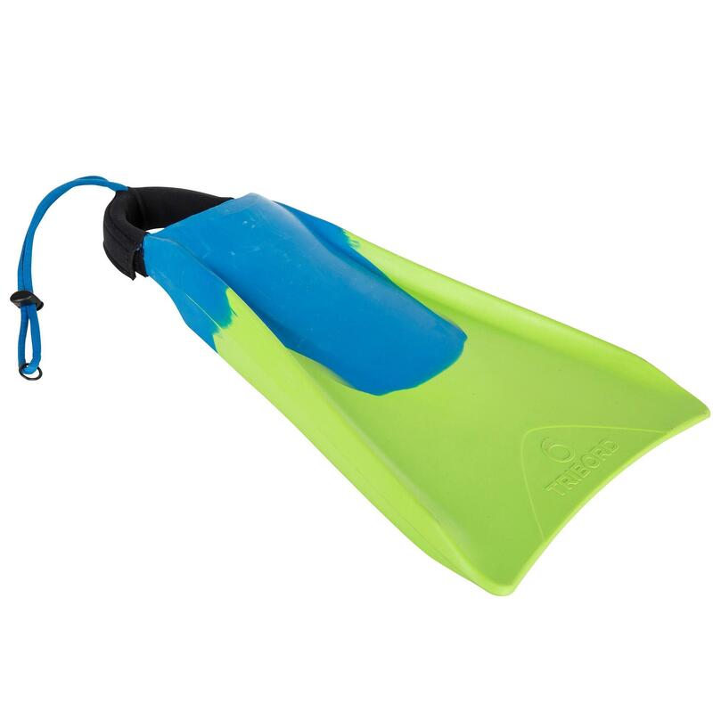 Palmes bodyboard 500 verte bleue avec leash