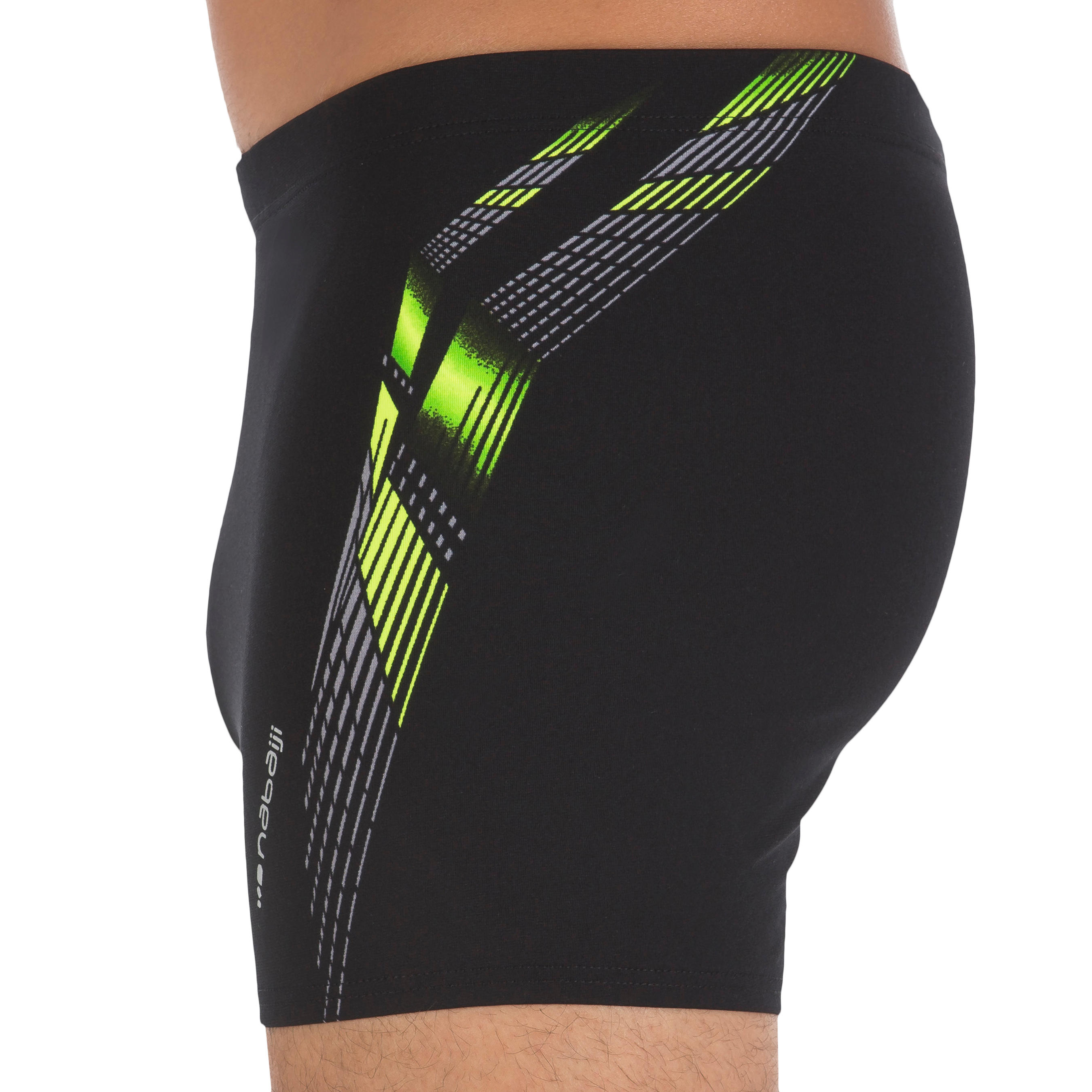 MEN'S SWIMMING BOXERS FIT - BLACK / YELLOW 4/5