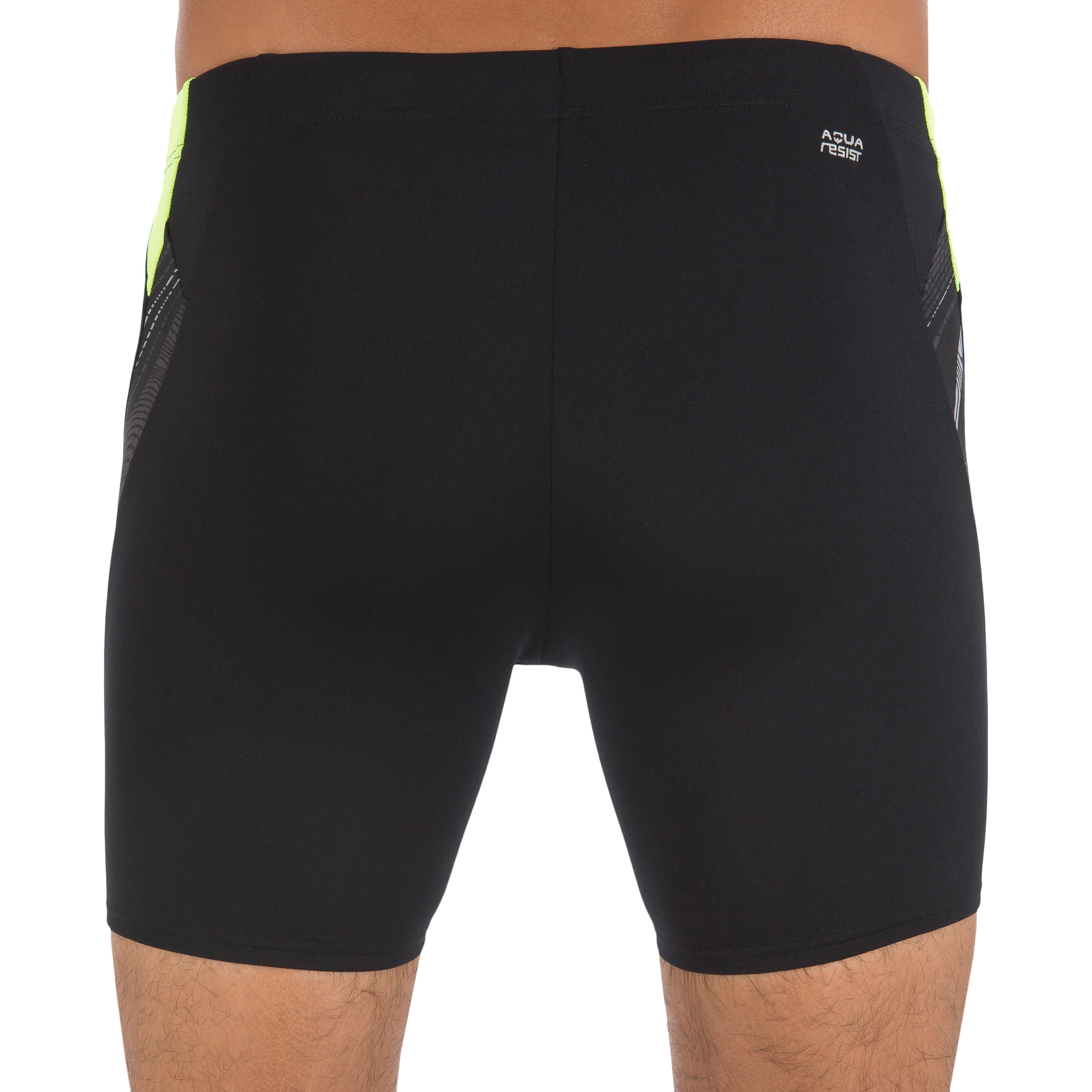MEN'S LONG SWIMMING BOXERS - BLACK / YELLOW 4/8