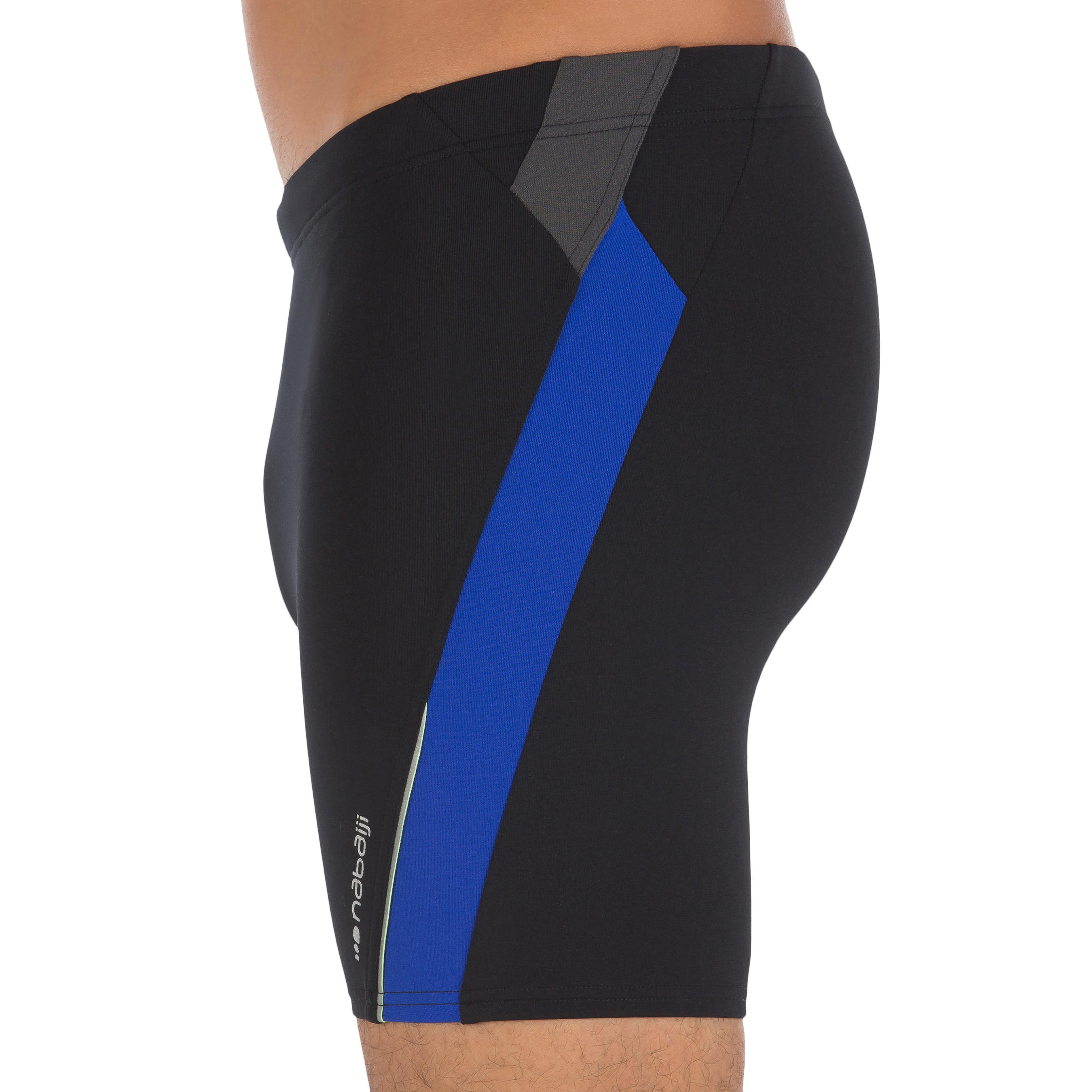 MEN'S LONG SWIMMING BOXERS - BLACK / BLUE 3/9
