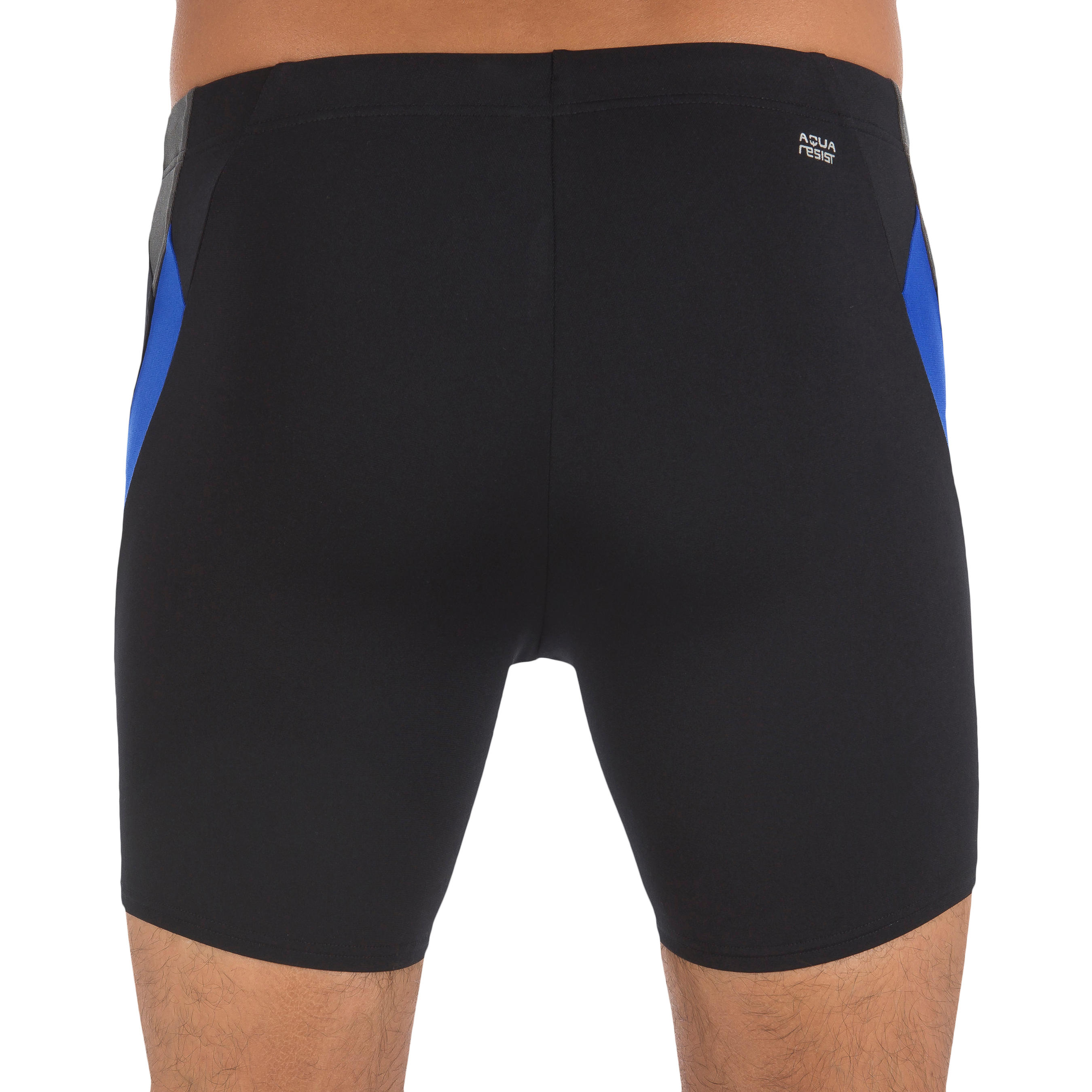 MEN'S LONG SWIMMING BOXERS - BLACK / BLUE 4/9