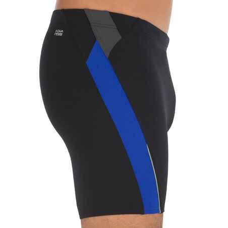 MEN'S LONG SWIMMING BOXERS - BLACK / BLUE