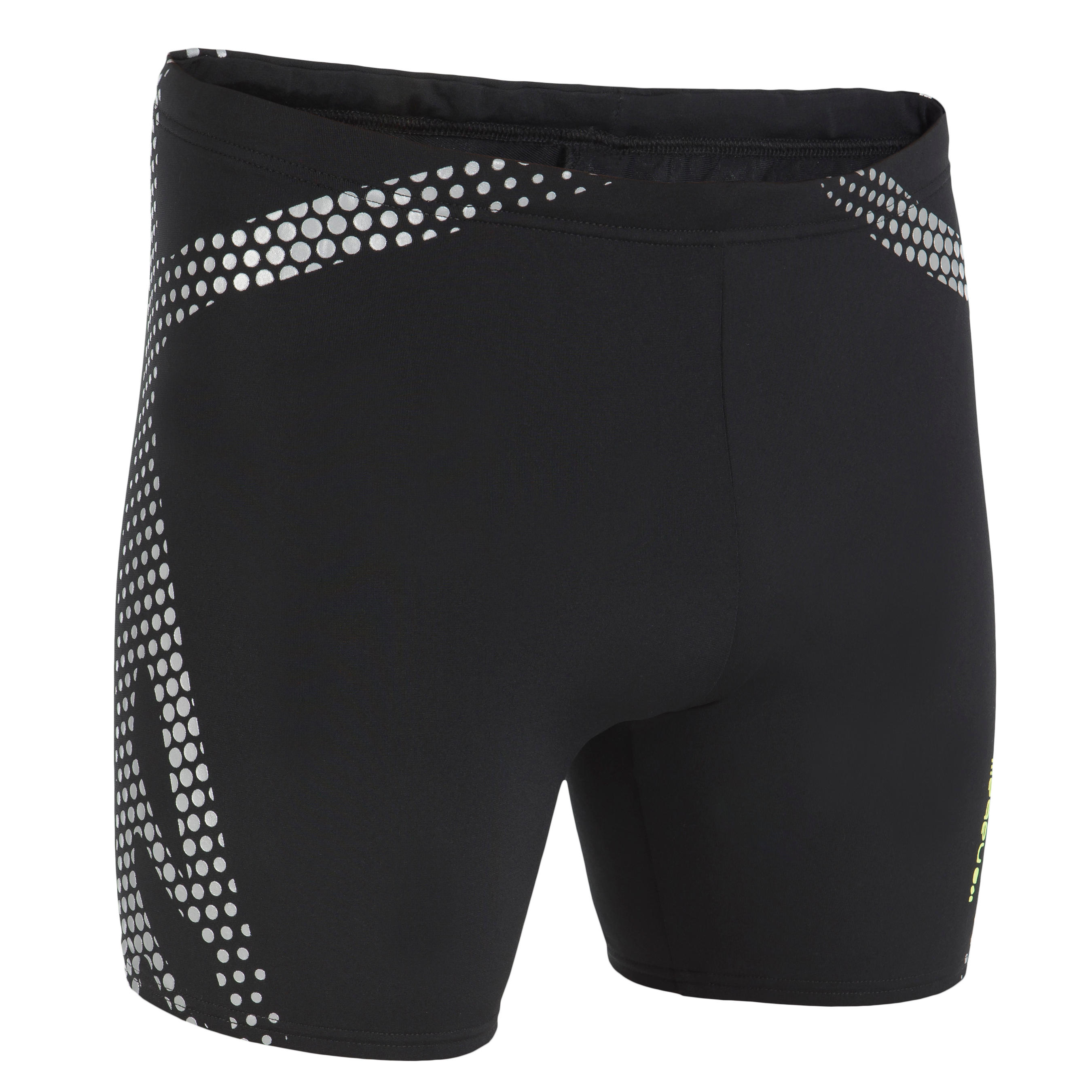 LONG BOXER SWIMMING SHORTS BLACK SILVER 