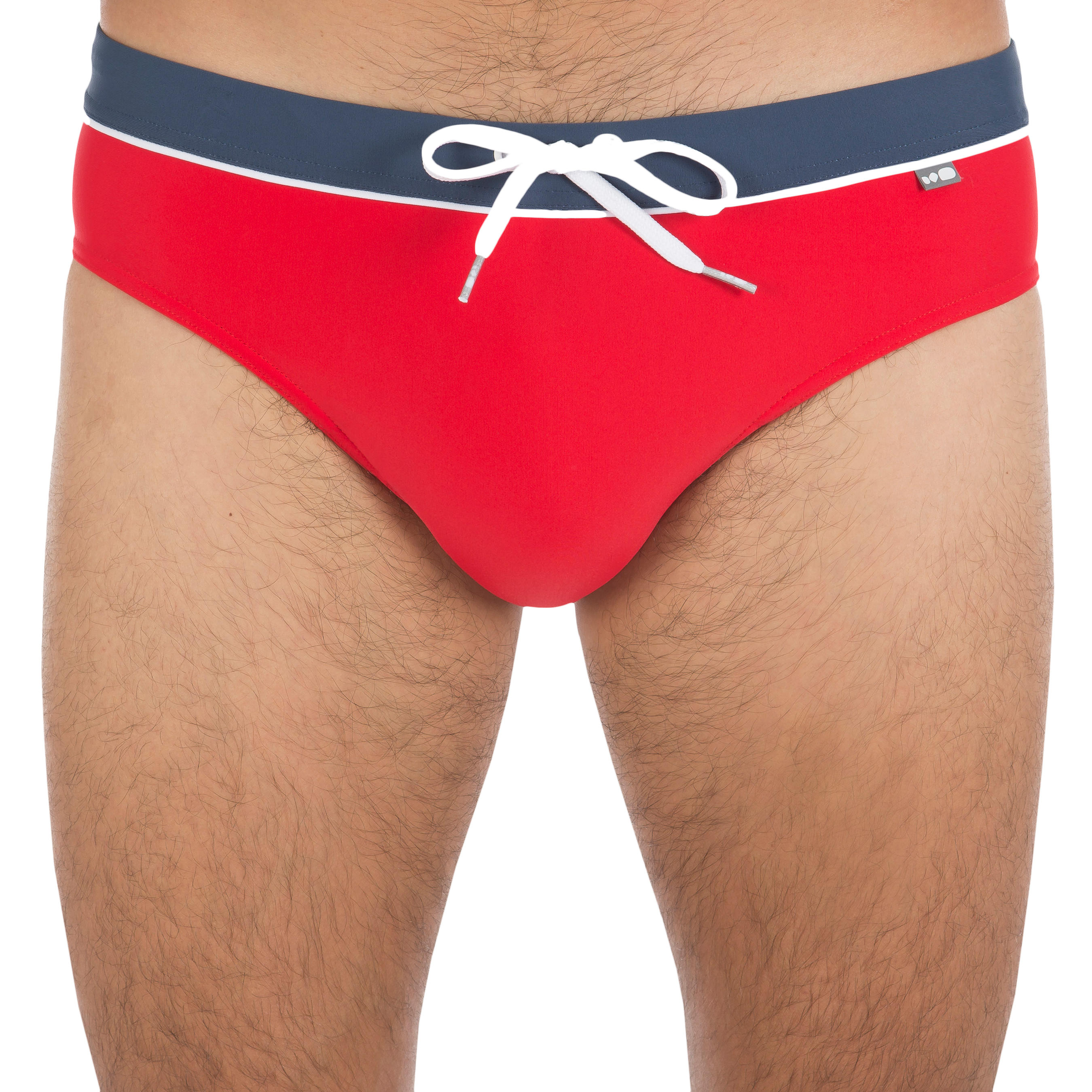 B-SIMPLE MEN'S PEP SWIMMING TRUNKS - RED GREY 2/7