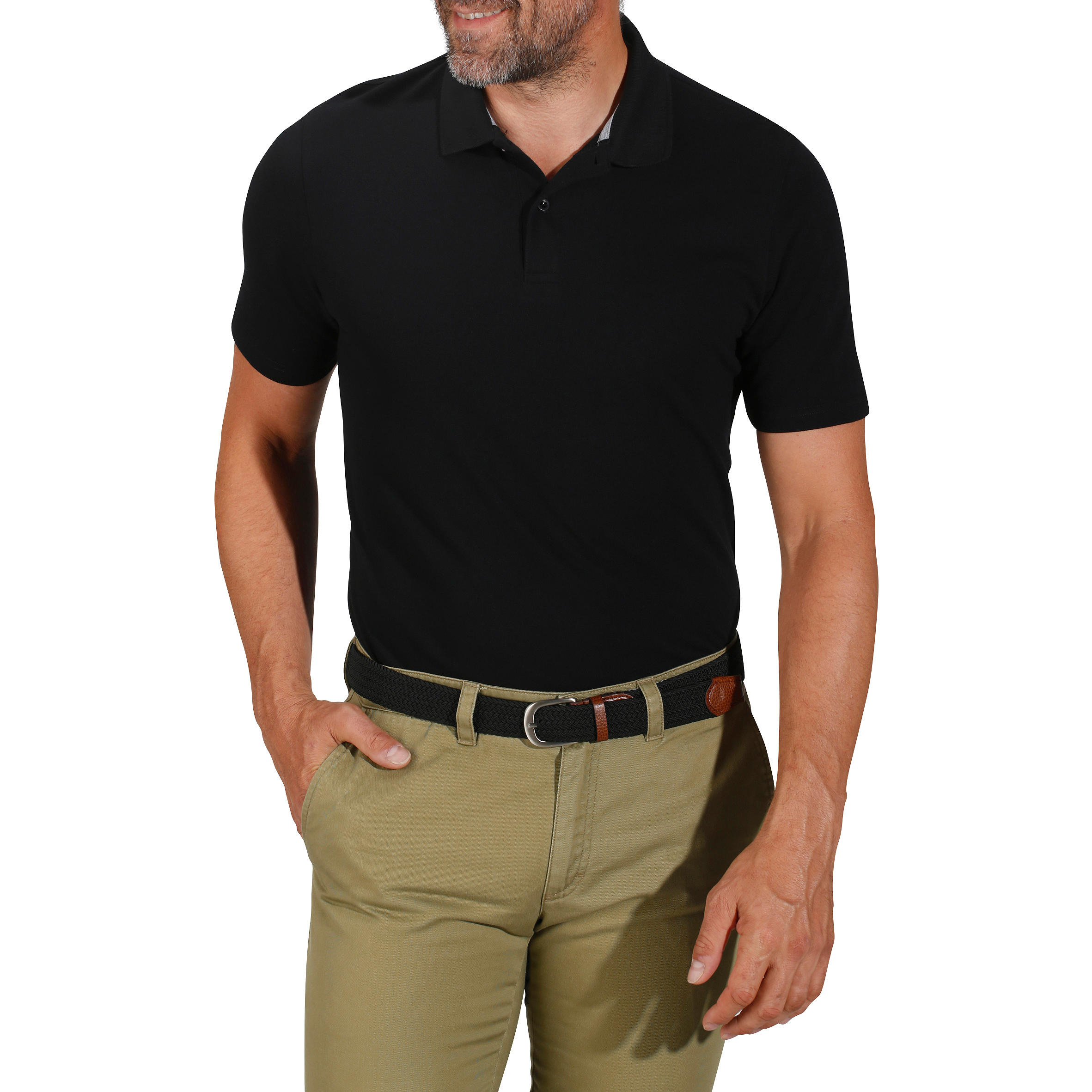Polo de golf manches courtes homme MW500 noir 42/63