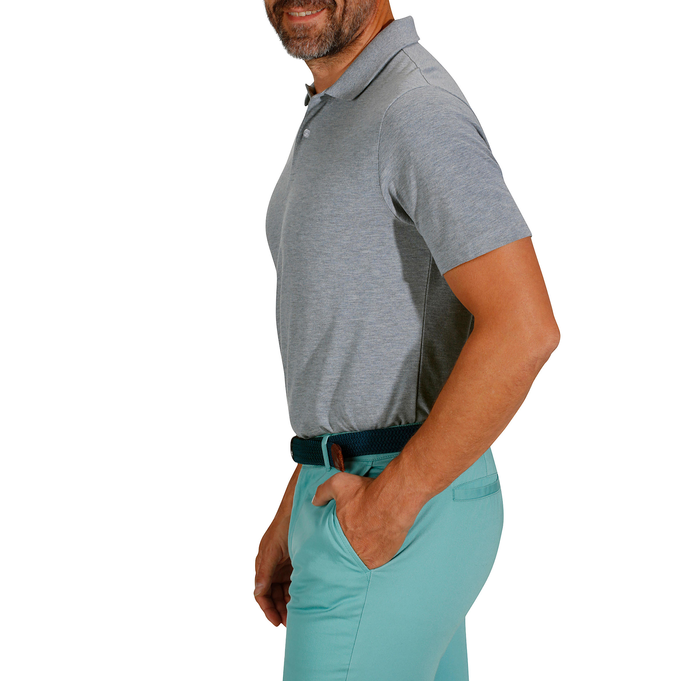 Men's golf short-sleeved polo shirt MW500 mottled grey 34/39