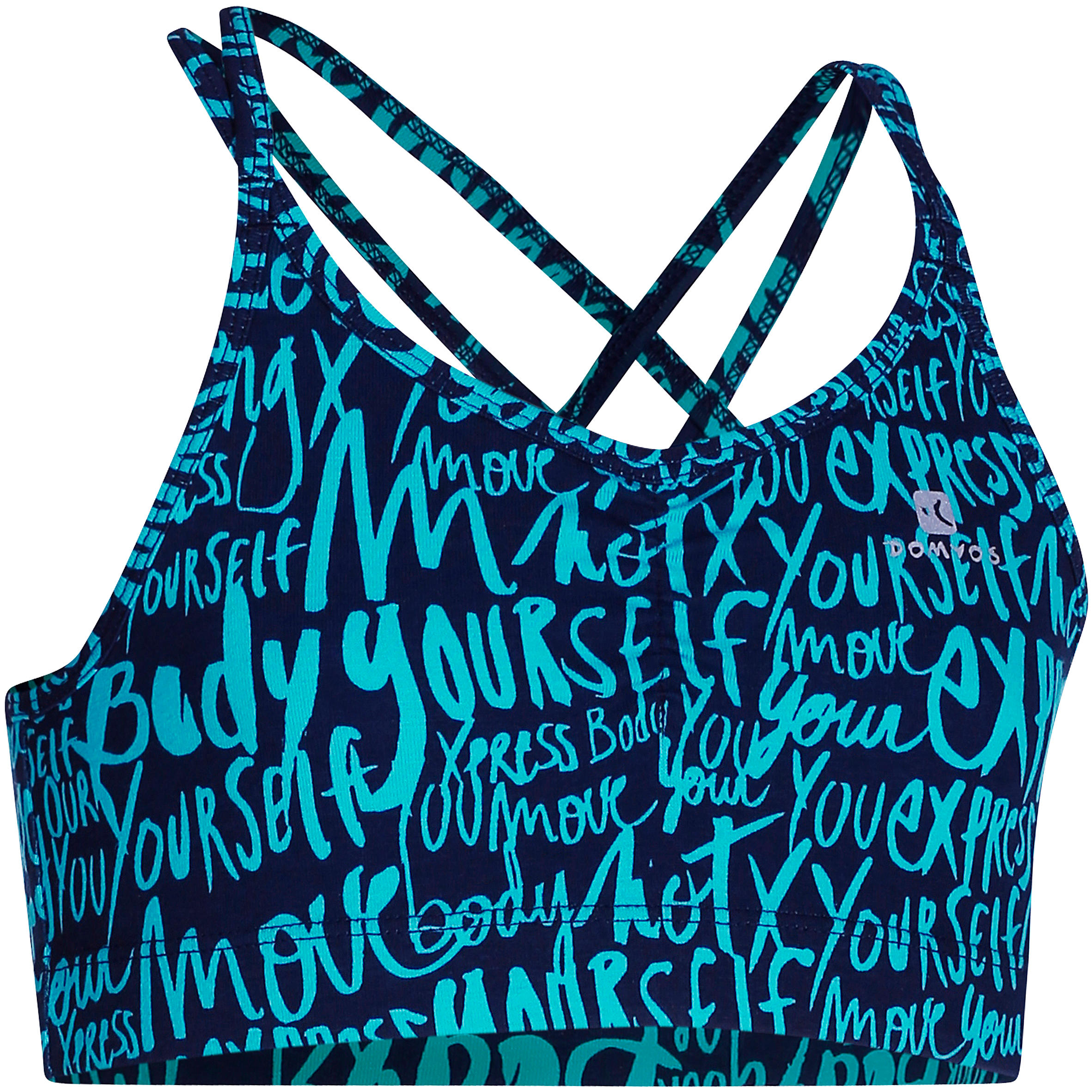 DOMYOS Girls' Dance Crop Top with Thin Straps - Turquoise