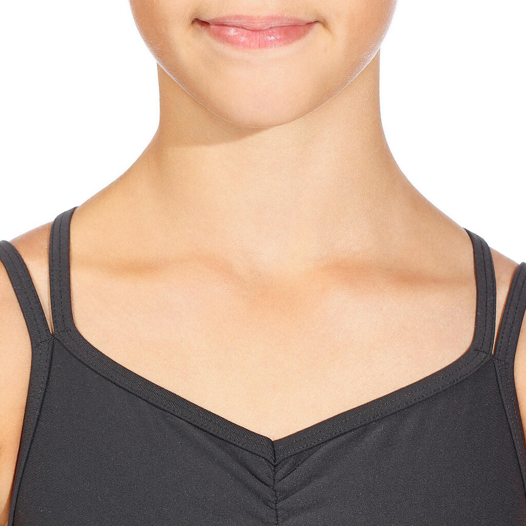 Dievčenský baletný trikot Sylvia s úzkymi ramienkami korálový
