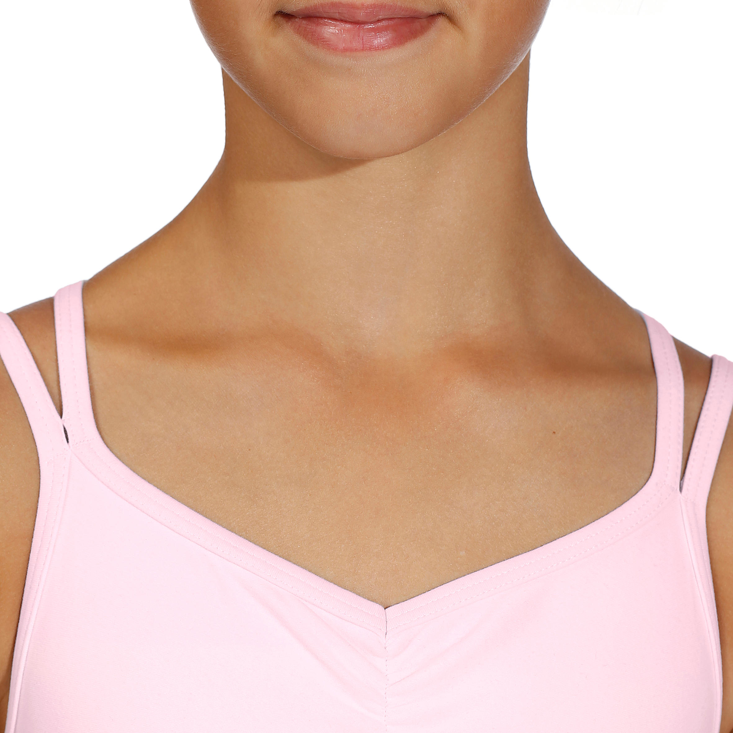 Sylvia Girls' Ballet Leotard with Thin Straps - Light Pink 2/7