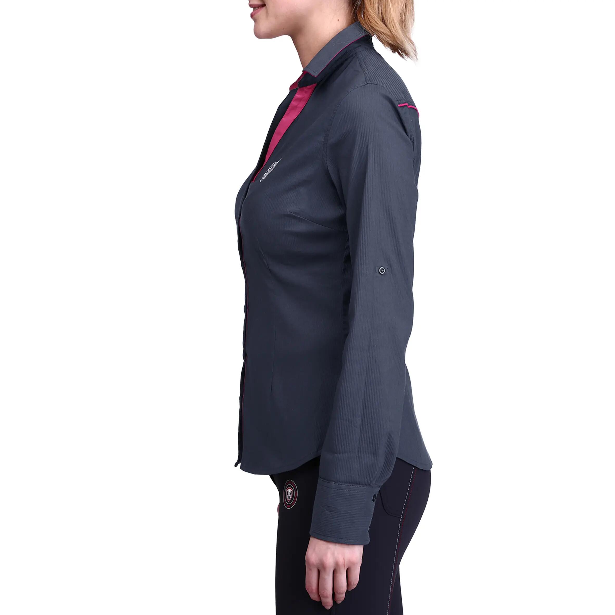 Performer Women's Horse Riding Shirt - Grey/Pink 5/23