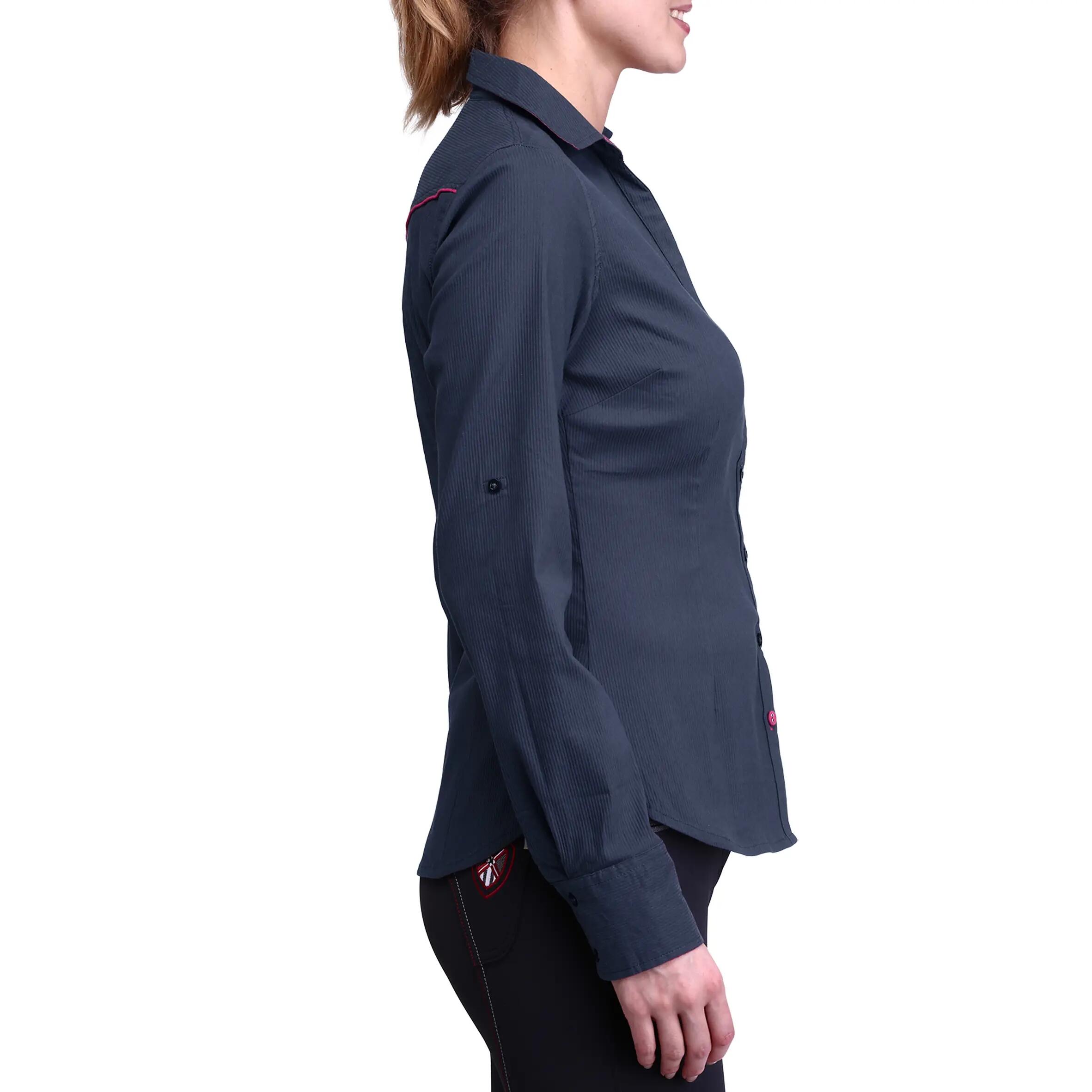 Performer Women's Horse Riding Shirt - Grey/Pink 4/23