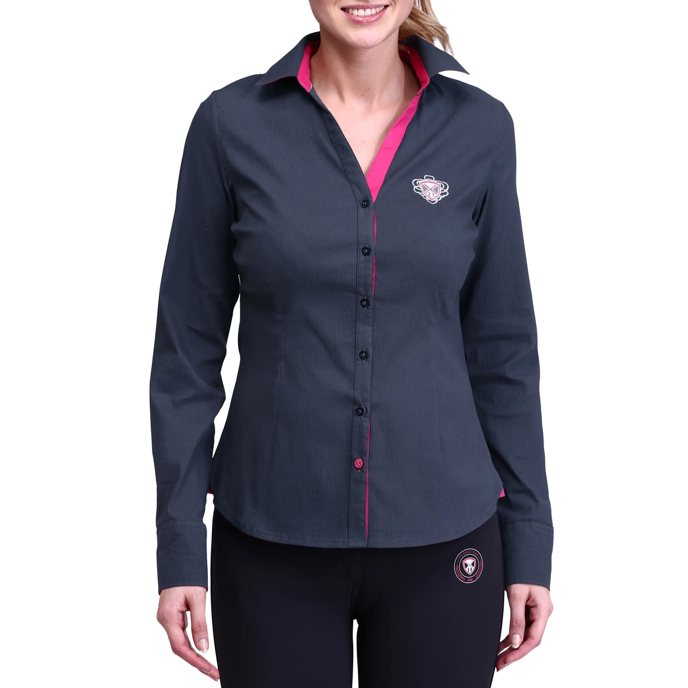 Performer Women's Horse Riding Shirt - Grey/Pink 2/23