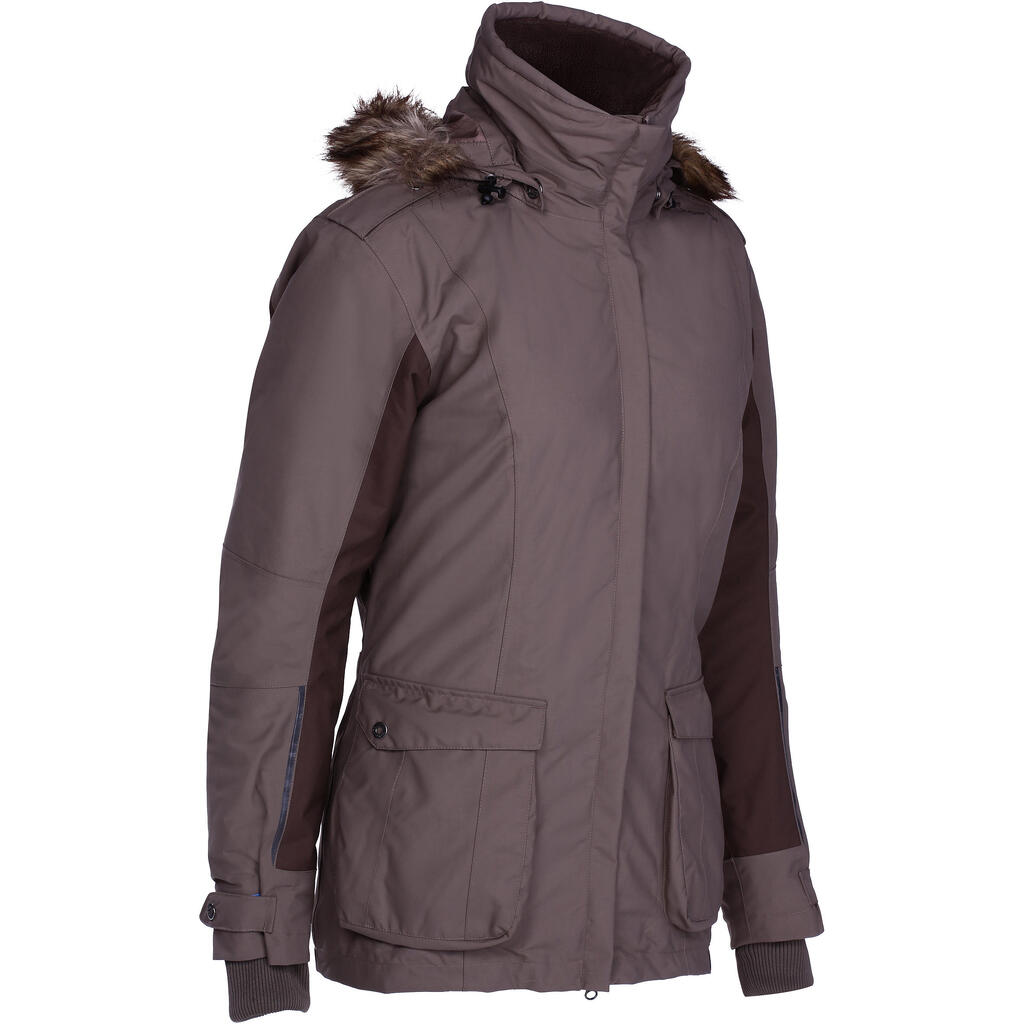 Paddock women's warm horse riding parka - brown