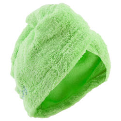 Serviette cheveux verte fluo en microfibre douce