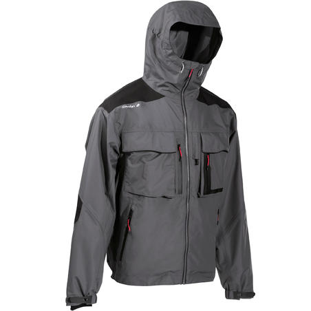 Waterproof fishing jacket 500 Grey