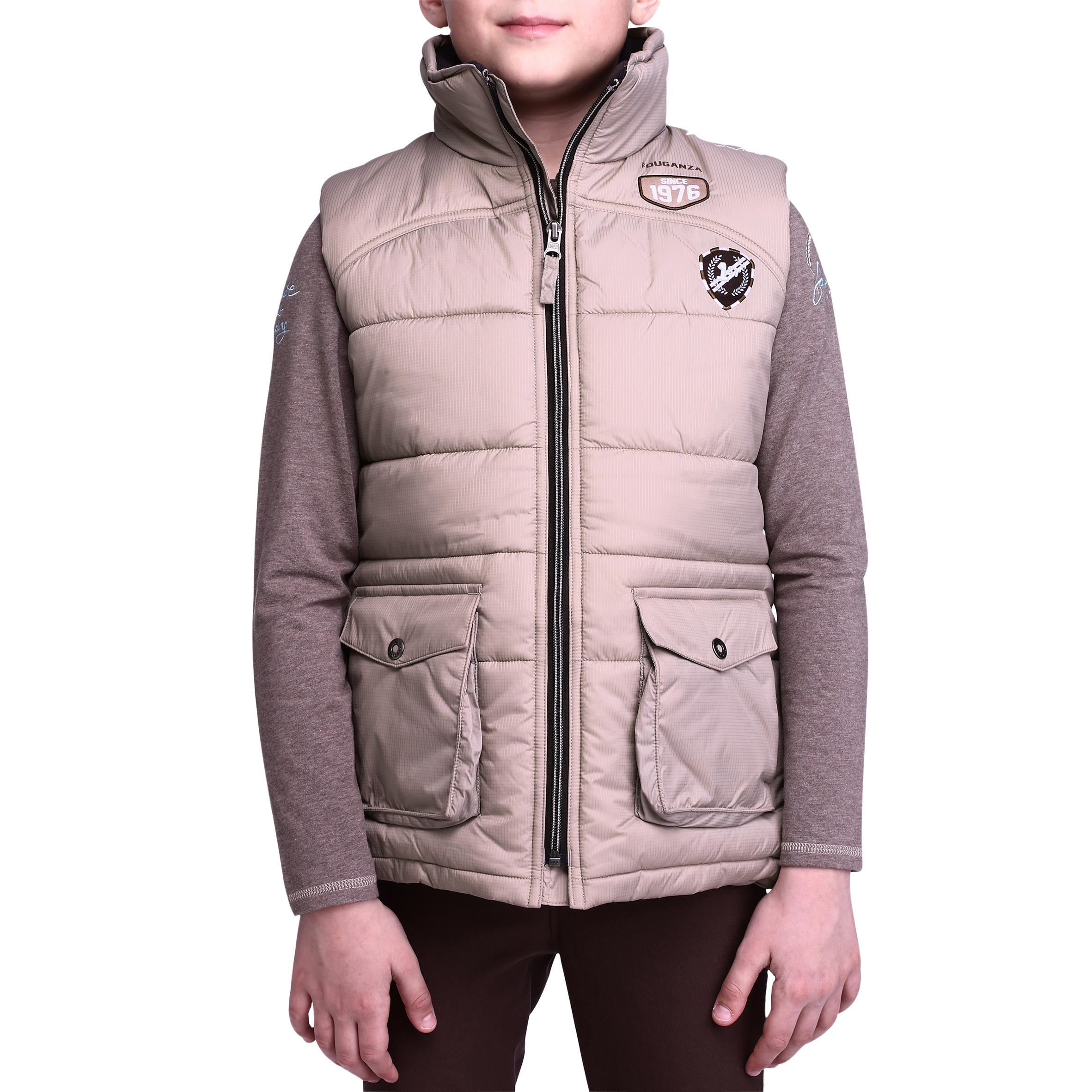 Paddock Kids' Warm Horse Riding Gilet - Beige 2/18