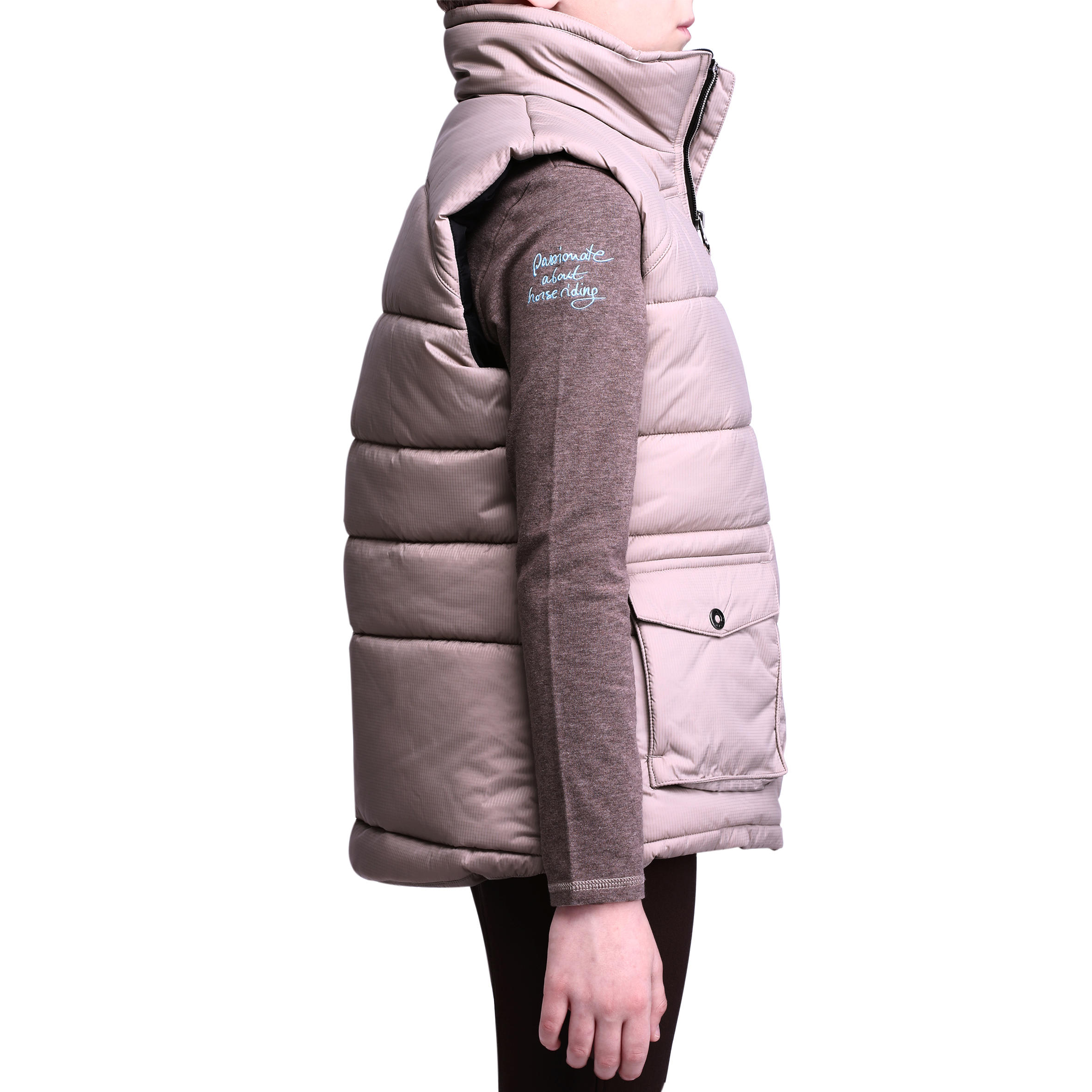 Paddock Kids' Warm Horse Riding Gilet - Beige 4/18