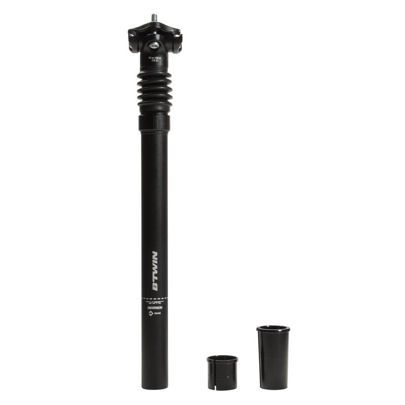 Geveerde zadelpen voor fiets diameter 27,2 mm met adapter van 29,8 tot 31,8 mm