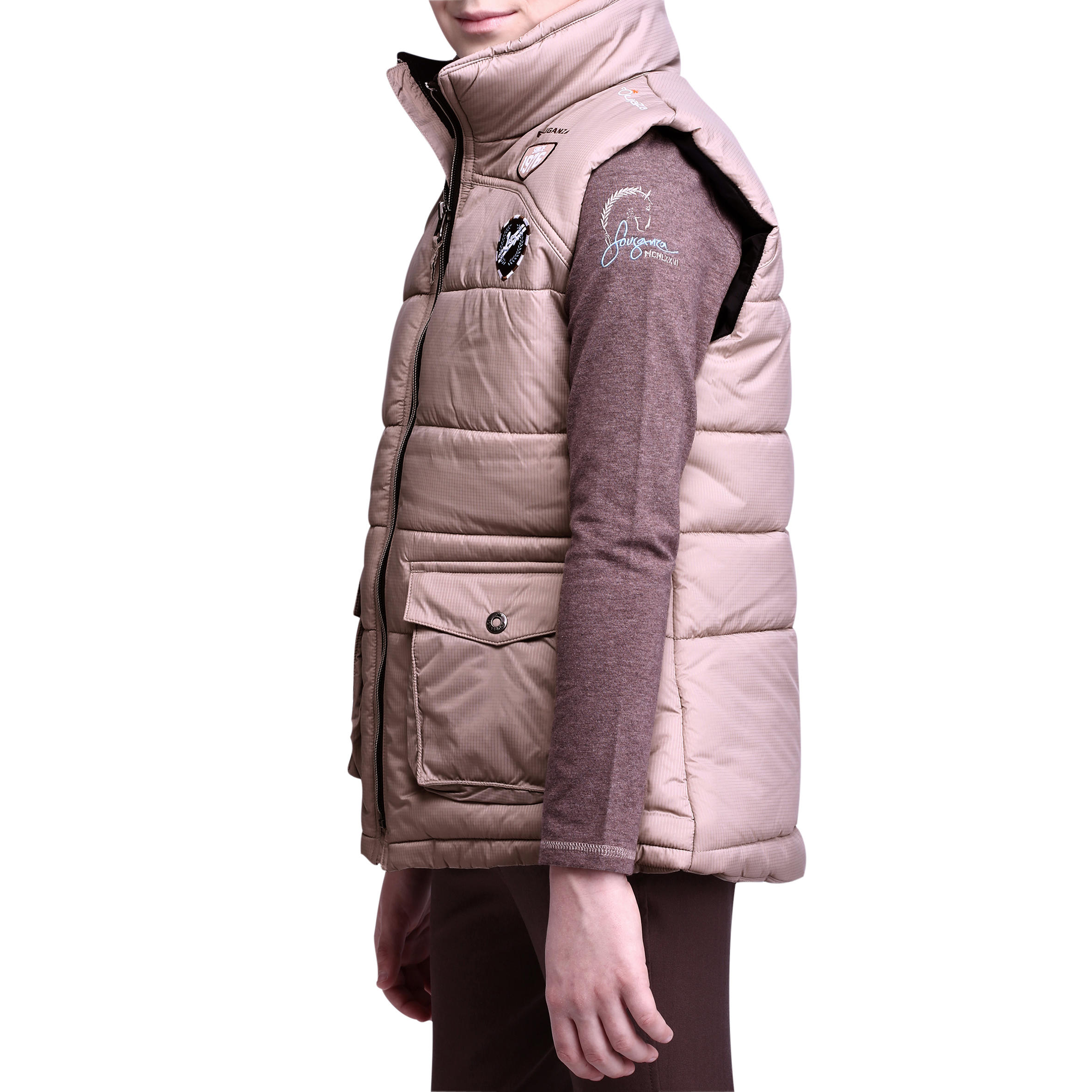 Paddock Kids' Warm Horse Riding Gilet - Beige 3/18