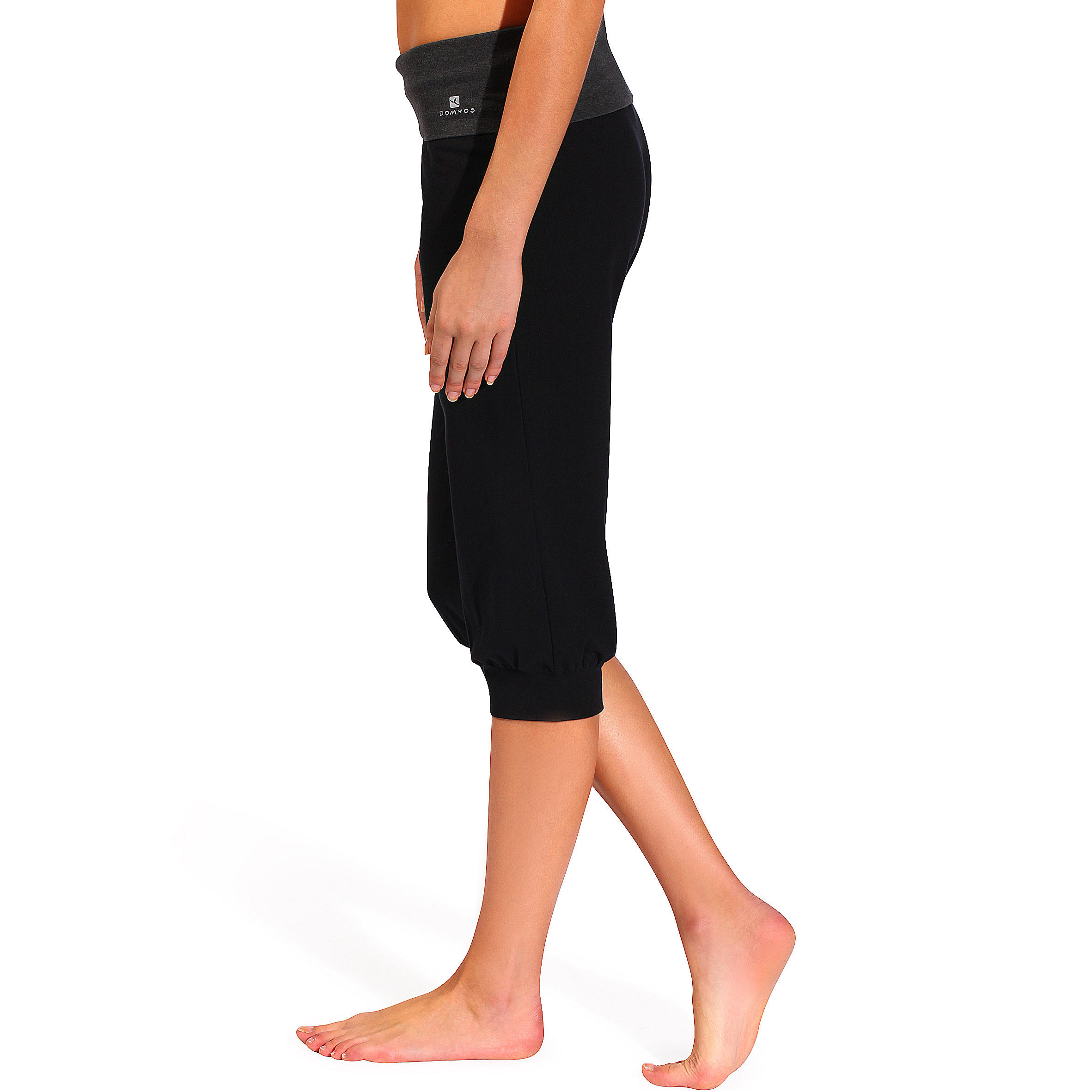 Women's Organic Cotton Yoga Cropped Bottoms - Black/Grey 5/13