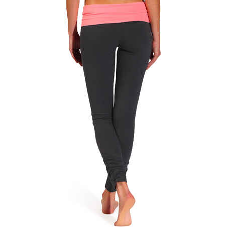 Women's Organic Cotton Yoga Leggings - Mottled Grey/Coral