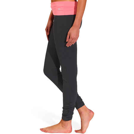 Women's Organic Cotton Yoga Leggings - Mottled Grey/Coral