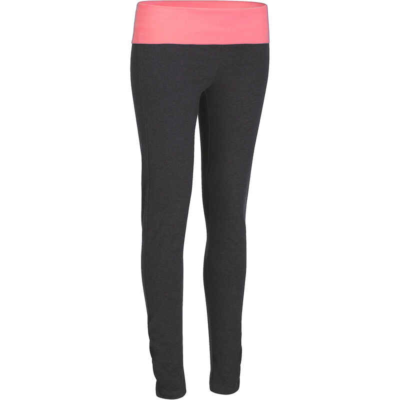 Women's Organic Cotton Yoga Leggings - Mottled Grey/Coral