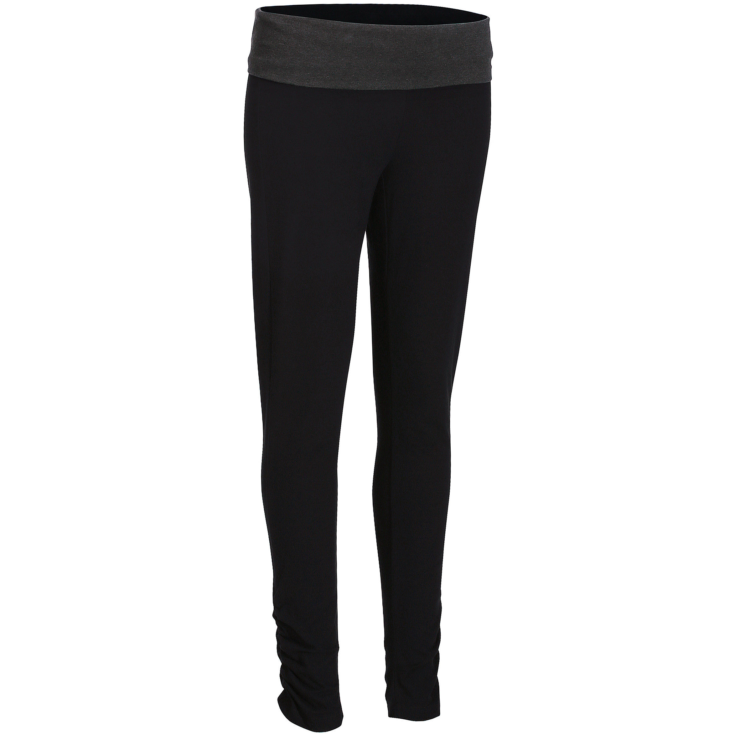 DOMYOS Women's Organic Cotton Yoga Leggings - Black/Grey