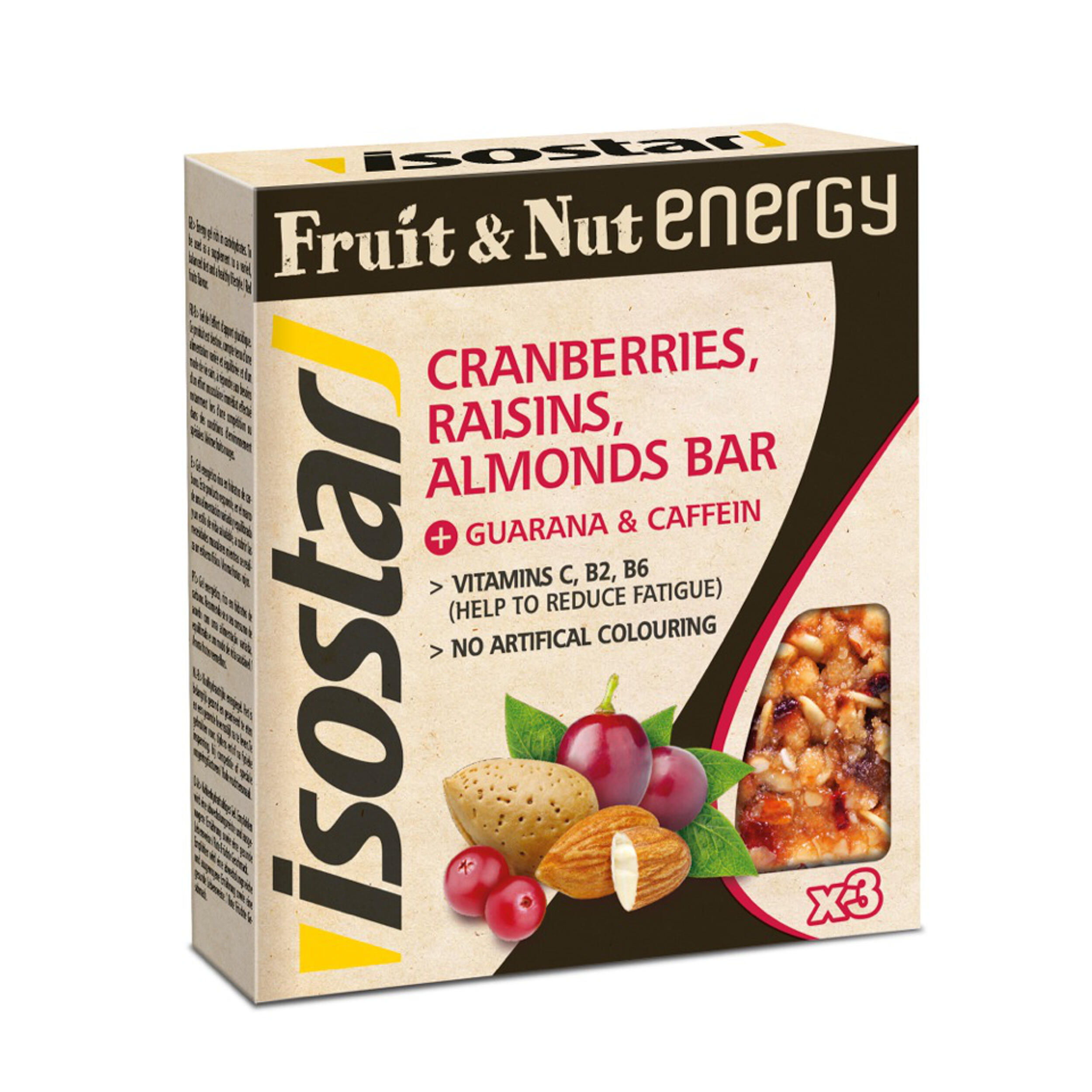 ISOSTAR Fruit&Nut Energy Bars 3x40g - Cranberry/Raisin/Almond/Guarana