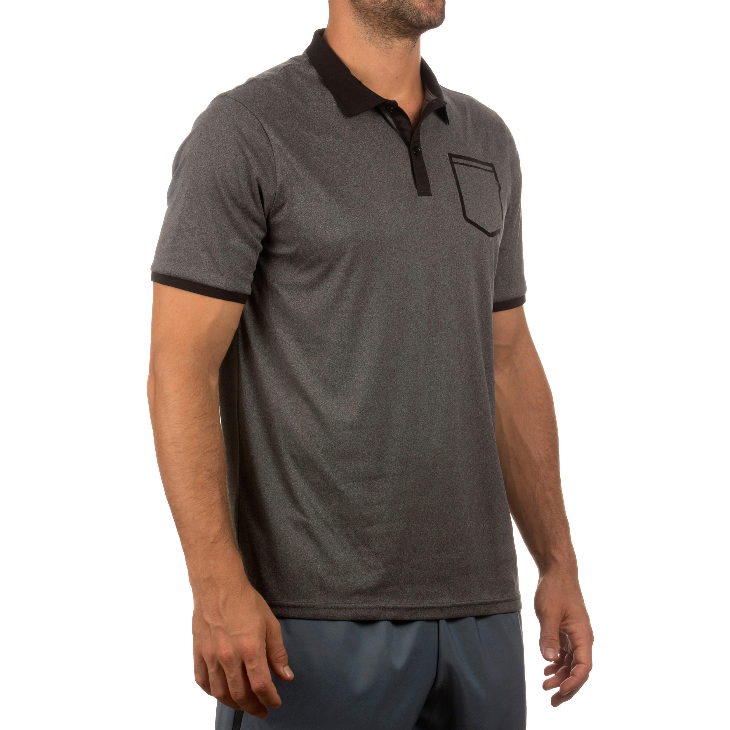 Soft Padel Tennis Badminton Squash Table Tennis Pocket Polo Shirt - Dark Grey 3/6