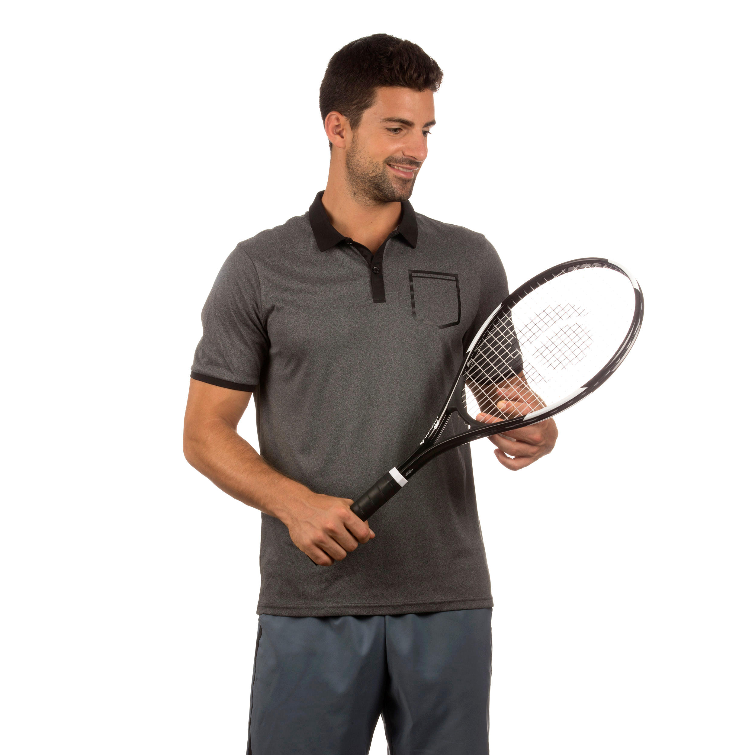 Soft Padel Tennis Badminton Squash Table Tennis Pocket Polo Shirt - Dark Grey 6/6