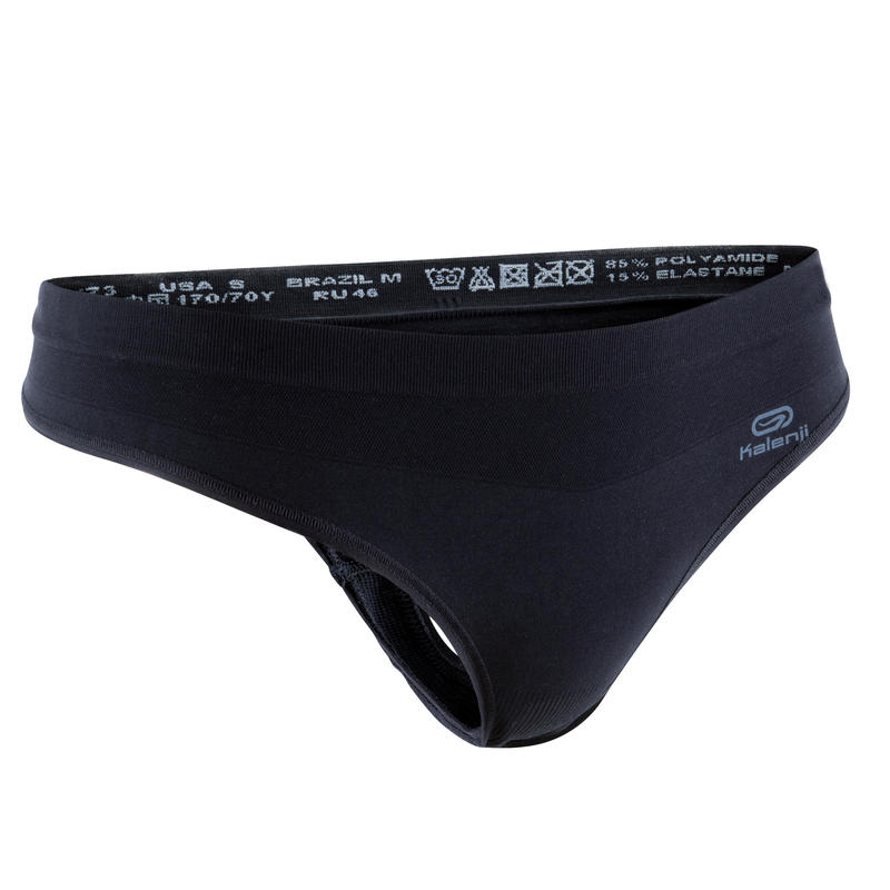 Women's Breathable Running Thong Black Decathlon