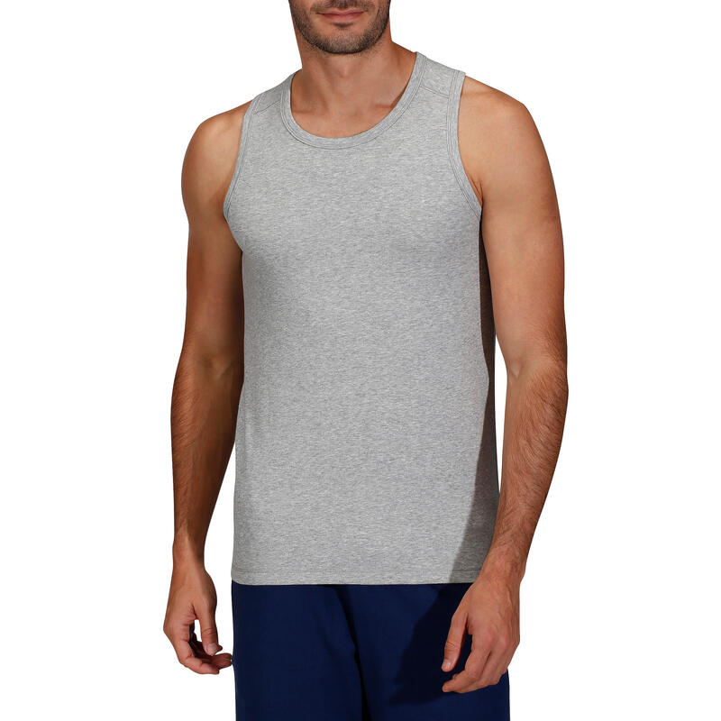 Débardeur Gym & Pilates homme gris chiné moyen