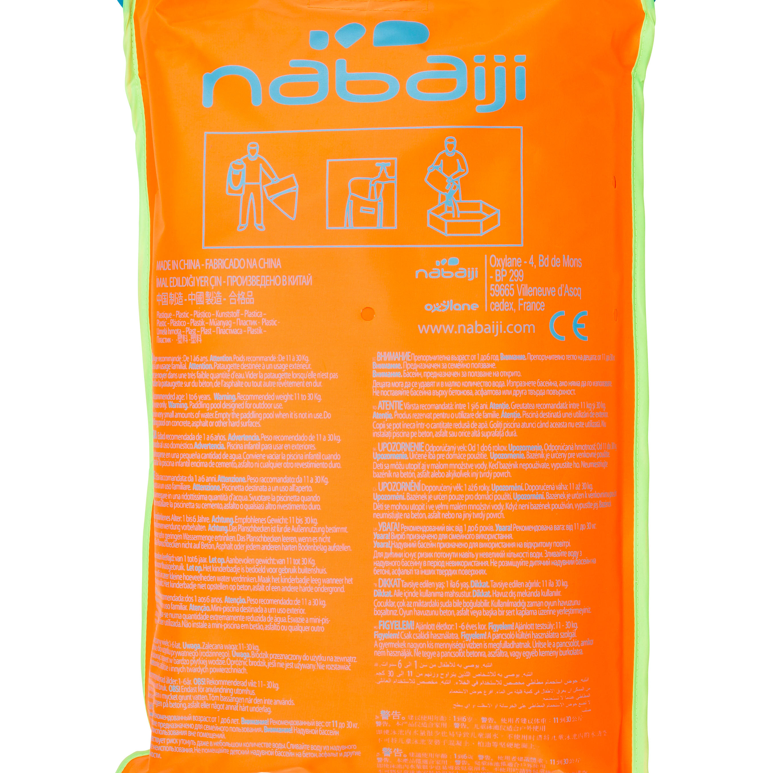 TIDIPOOL + small children’s paddling pool with carry bag - green and orange 9/10