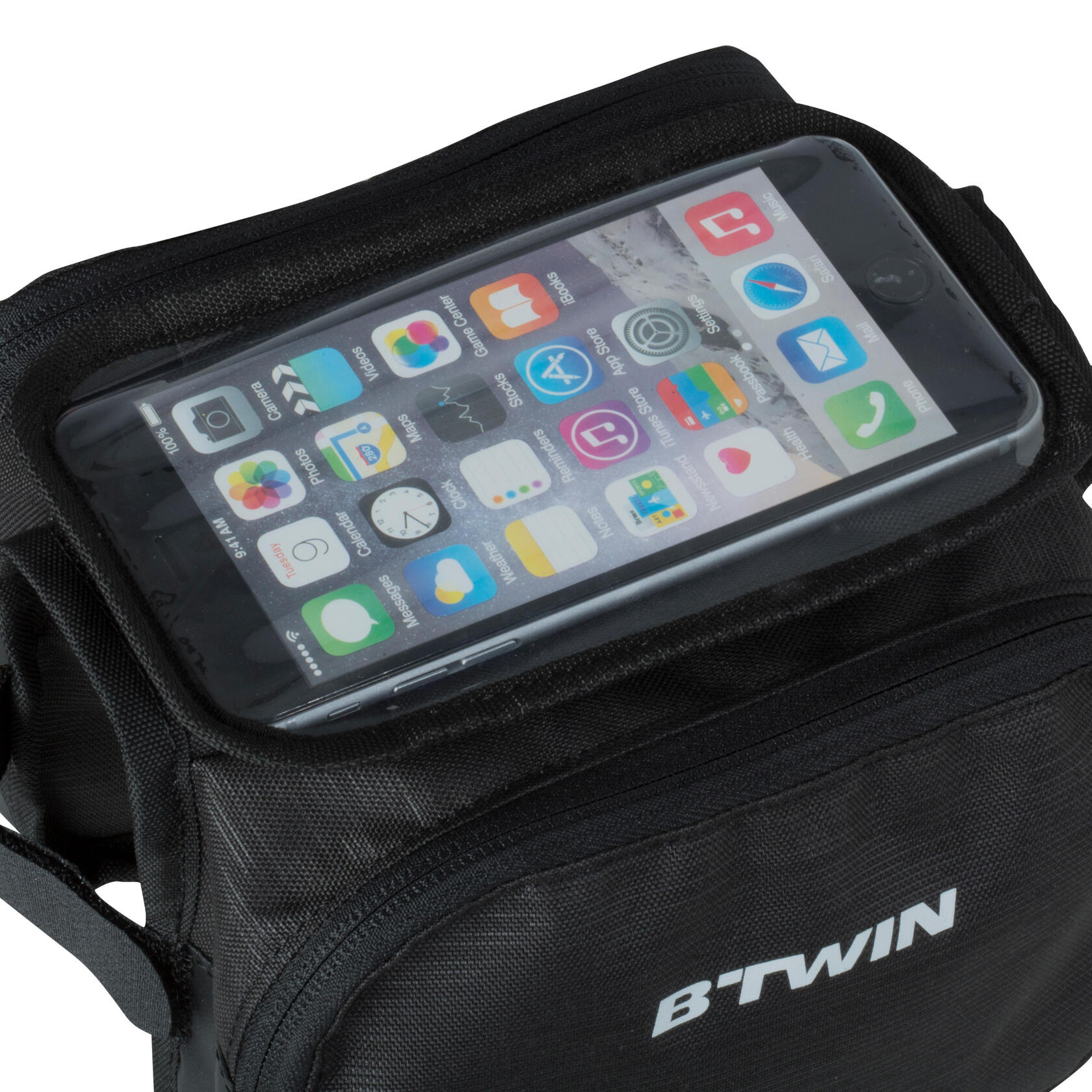 Bicycle Frame Bag Btwin Top Tube Double 520 Black